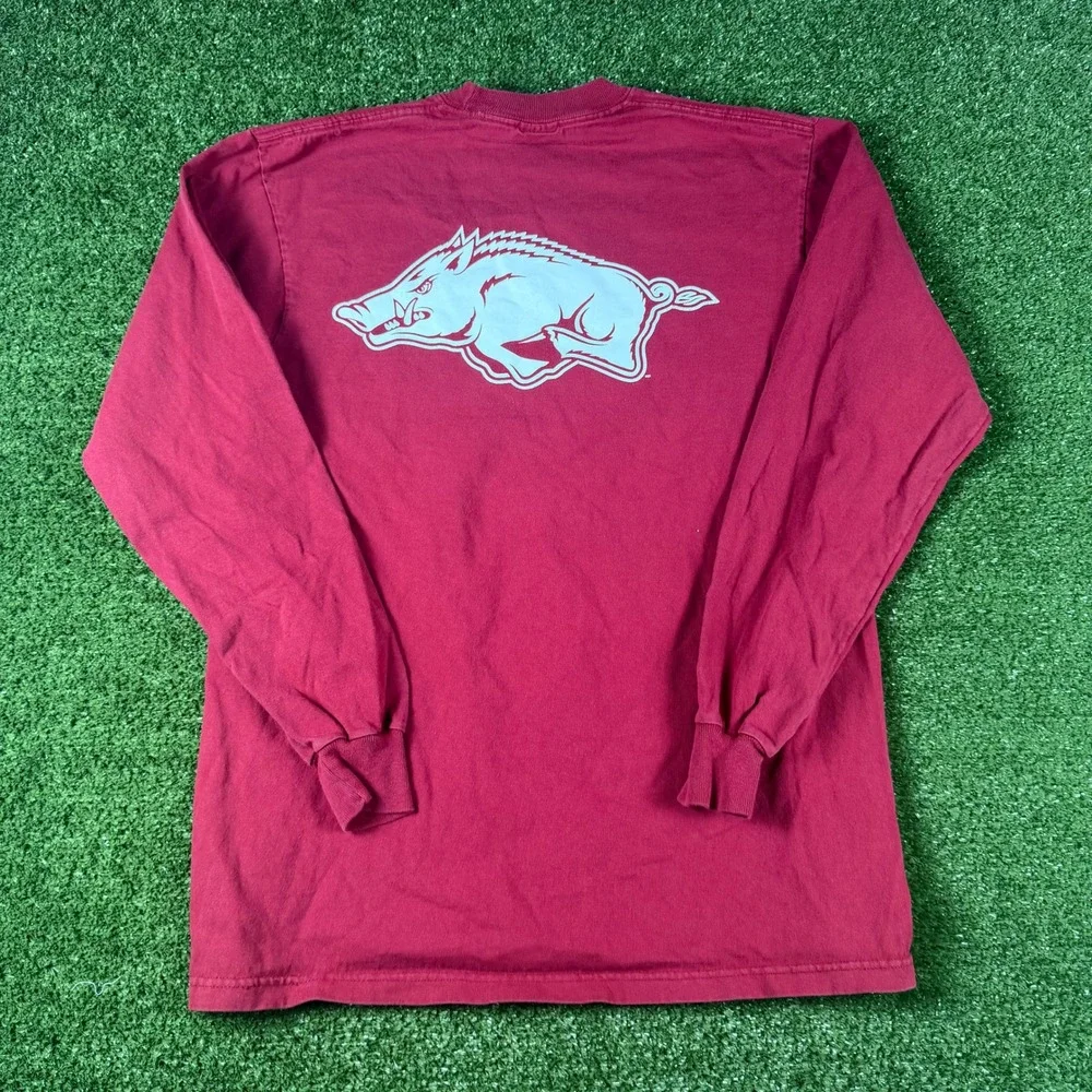 Champion Arkansas Razorbacks HOGS Long‎ Sleeve T-Shirt Mens Medium Red NCAA
